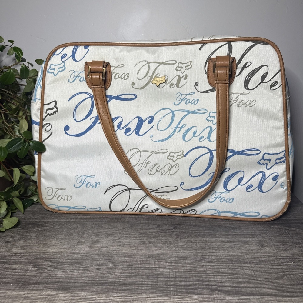 Vintage Y2K Fox Racing Duffle Bag Logo Print Nylon Travel Weekender Bag